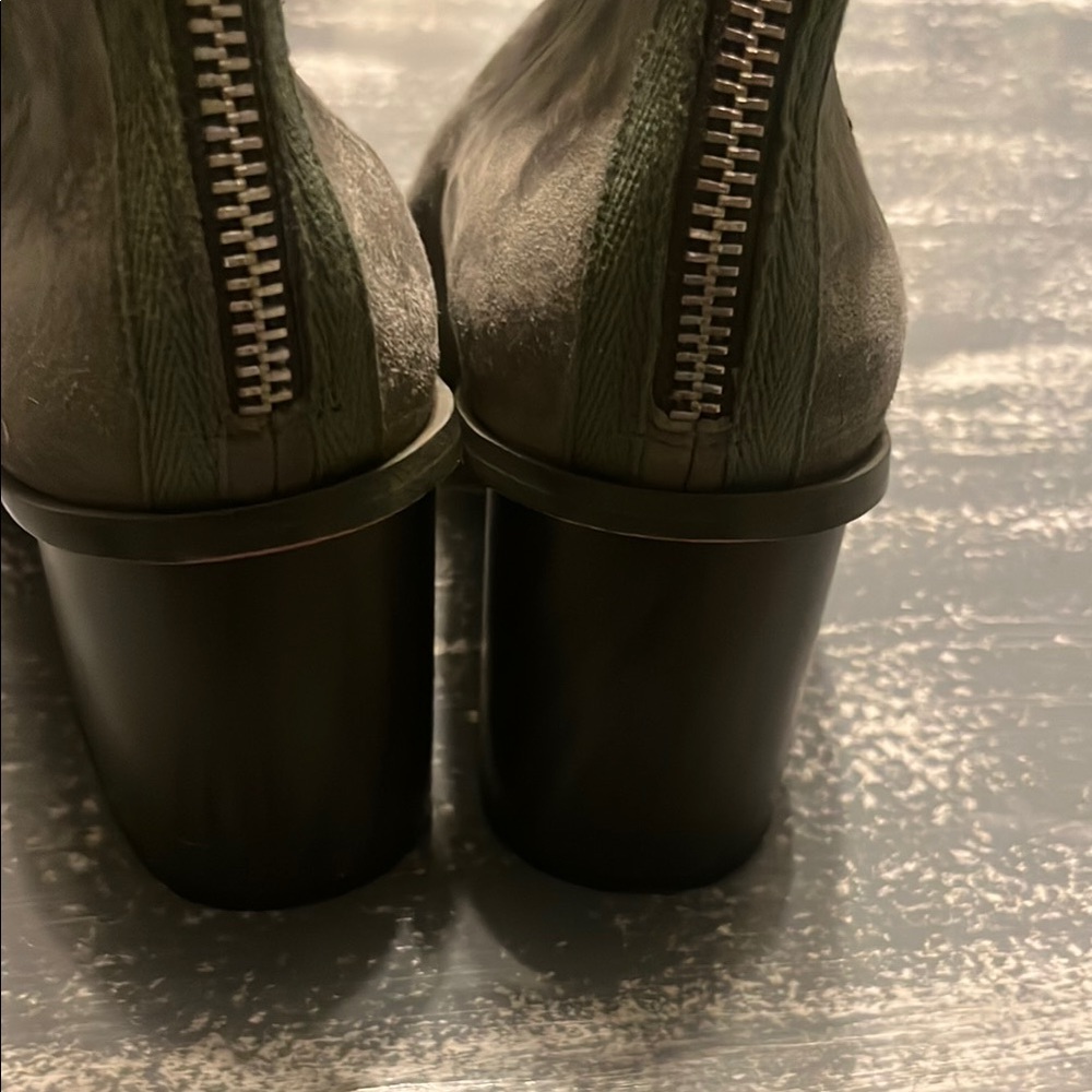 Green Suede Heeled Boots - Picture 2 of 5
